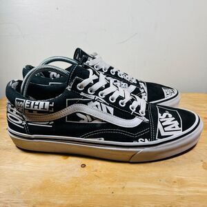 Vans Old Skool All Over Print‎ Mens Shoes Black Size 10.5 Classic Skate Sneakers